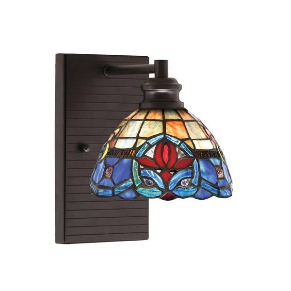 Lighting Theory Albany 1-Light Espresso 7 in. Wall Sconce with Sierra Art Glass Shade