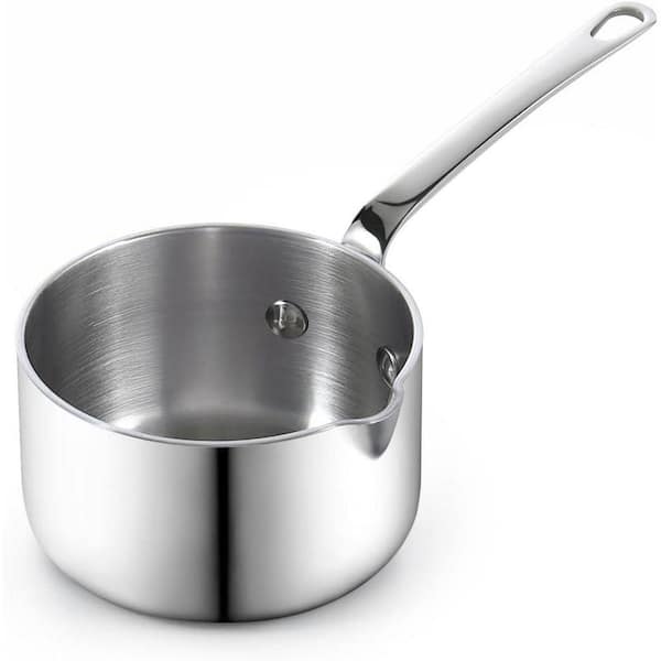 0.29 qt. Multi-Ply Clad Stainless Steel Butter Warmer Small Sauce Pan with Pour Spout