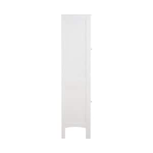 15.35 in. W x 15.35 in. D x 62.99 in. H White Freestanding Storage Cabinet Linen Cabinet with 2-Doors and 5-Shelves