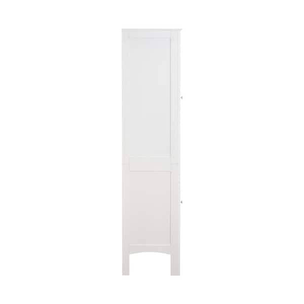cadeninc 15.35 in. W x 15.35 in. D x 62.99 in. H White Freestanding Storage Cabinet Linen Cabinet with 2-Doors and 5-Shelves