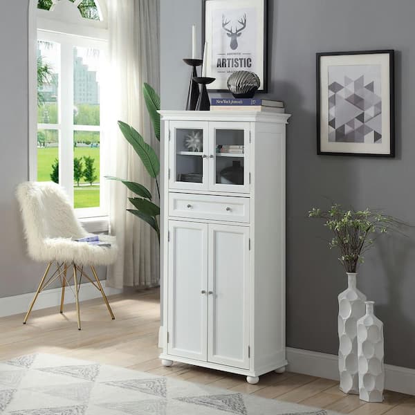 White Freestanding Linen Cabinet