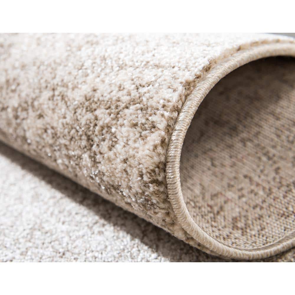 Modern Bone Beige Rectangular Tufted Area Rug, 10' x 13'
