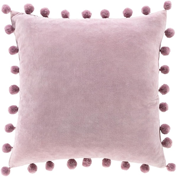 Artistic Weavers Galini Lavender Velvet Pom Pom Polyester Fill 18 in. x 18 in. Decorative Pillow