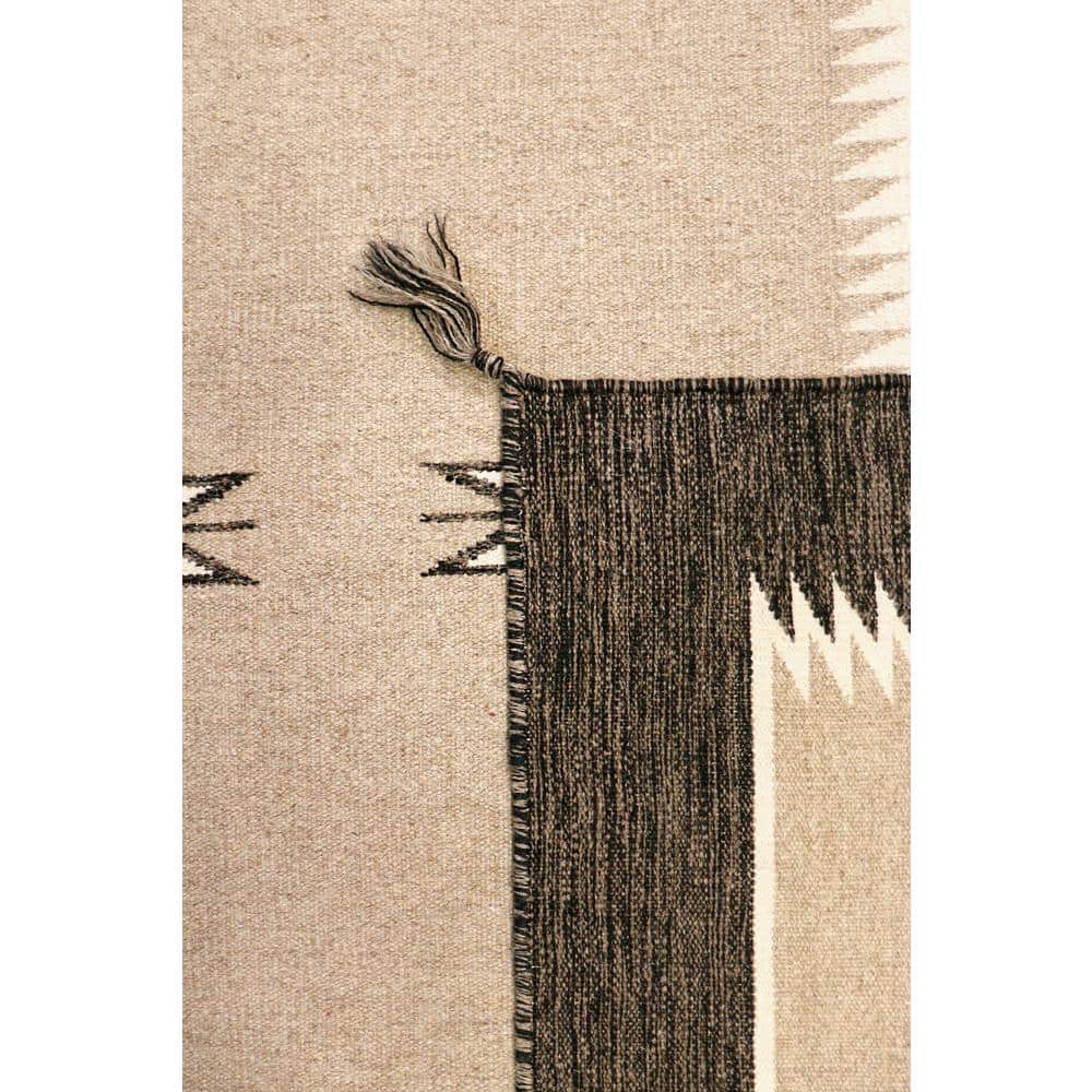 Hand-Knotted Geometric Wool Area Rug 8' x 10' Light Beige