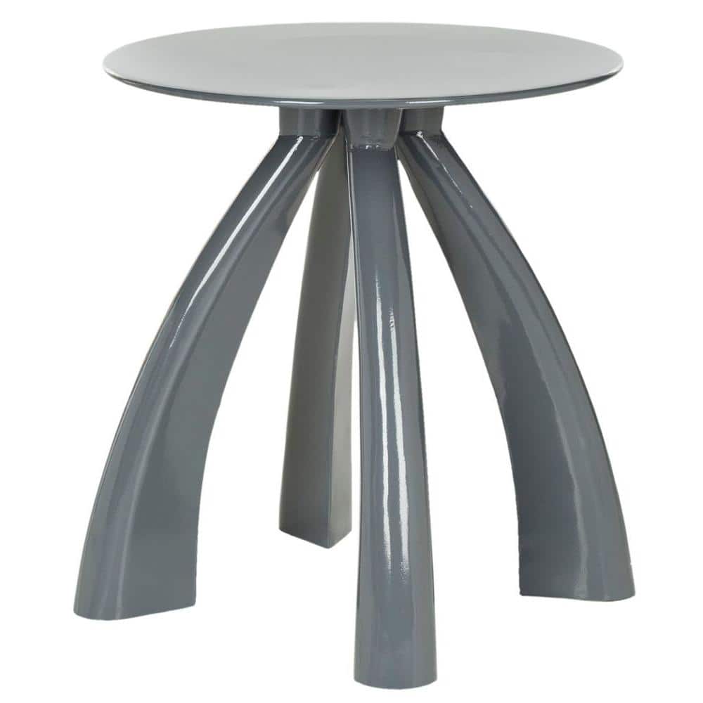 Warm Grey Iron Sculptural Accent Stool