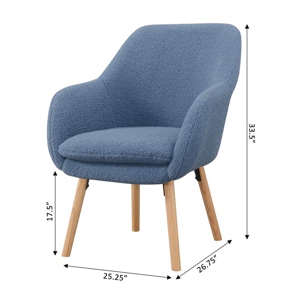 Charlotte Sherpa Blue Wood Wingback Accent Chair
