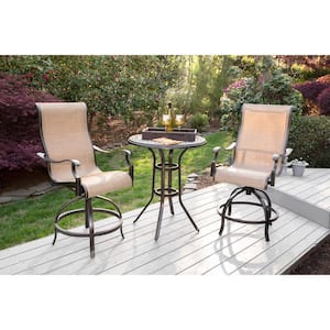 Manor 3-Piece Sling Outdoor High Dining Set in Tan