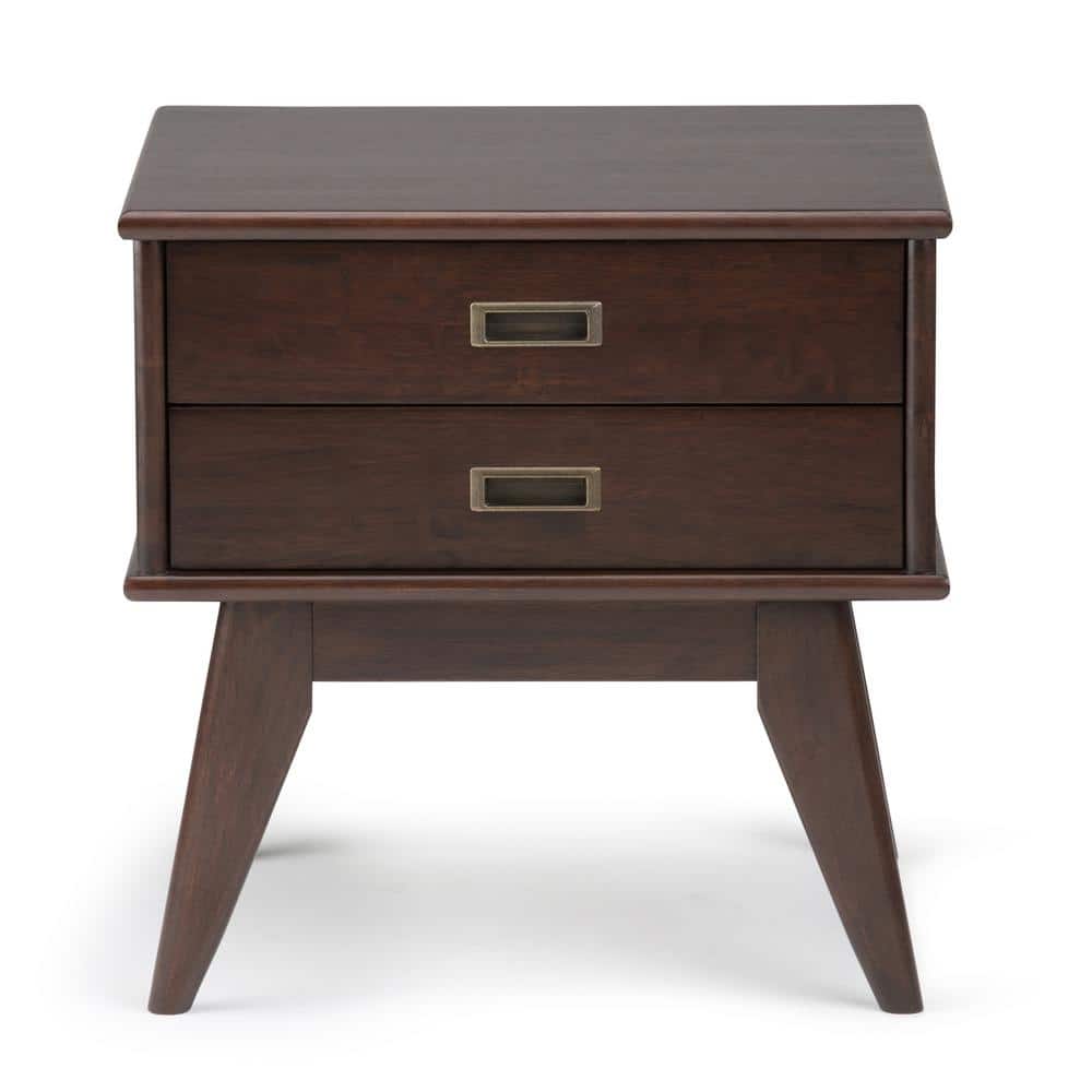 Draper Medium Auburn Brown Wood Side Table with Storage