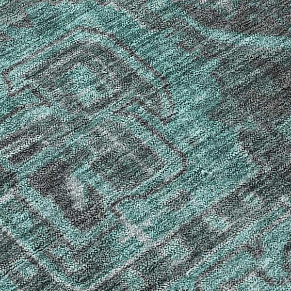 Turquoise 2 ft. x 3 ft. Woven Oriental Rectangle Indoor/Outdoor Area Rug