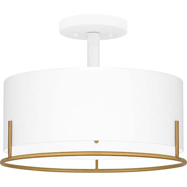 Quoizel Chalfont 15 in. 3-Light White Luster Semi-Flush Mount