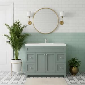 Daisy 48 in. W x 21 in. D x 36.5 in. H S/Sink Free Standing Bath Vanity in Serenity with Cultured Marble Top in White