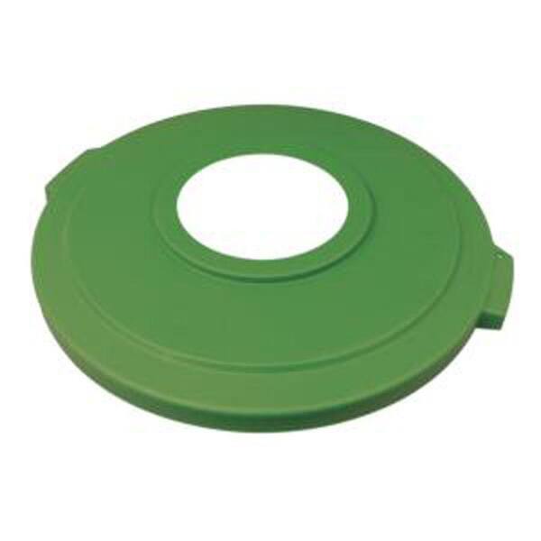 Carlisle Bronco 32 Gal. Green Round Trash Can Recycle Lid with 8 in. Hole (4-Pack)