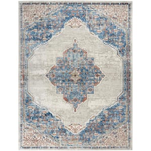 Concerto Blue/Grey 9 ft. x 12 ft. Border Traditional Area Rug