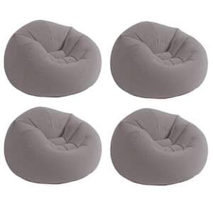 27 in. Inflatable Contoured Corduroy Beanless Bag Lounge Chair, Gray (4-Pack)
