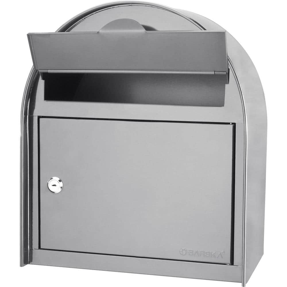 Large Gray Steel Locking Wall Mount Mailbox