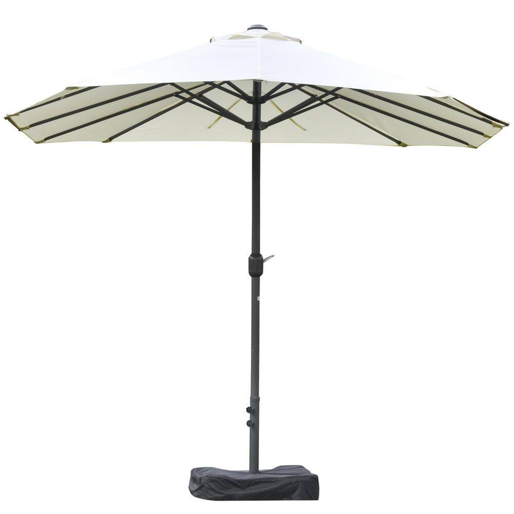 15 ft. Steel Double Sided Market Patio Umbrella in Beige for Full Sun Protection and Easy Crank Lift price history on PriceWatchPro