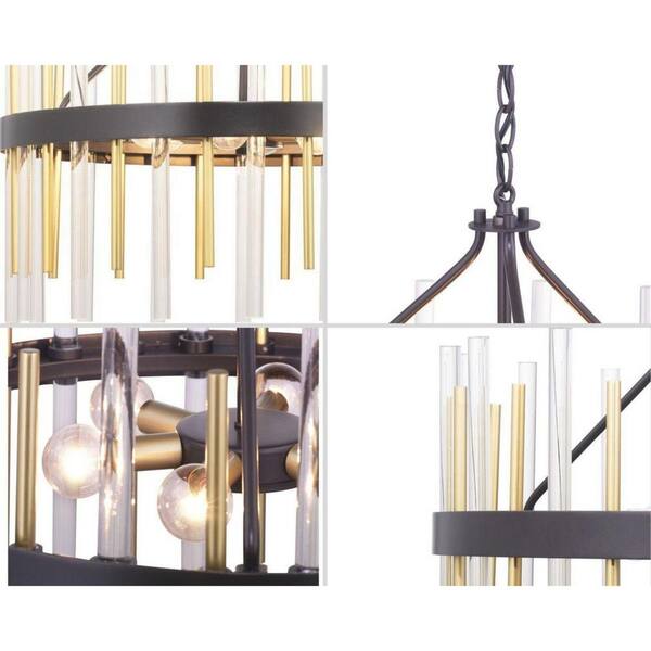 Progress Lighting Orrizo Collection 6-Light Matte Black Clear Glass Luxe Chandelier Light