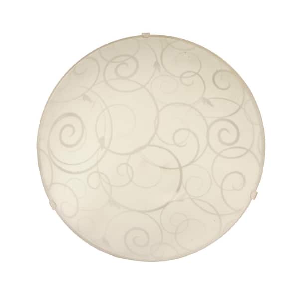 Simple Designs Scroll Swirl Design 1-Light White Ceiling Round Flush Mount
