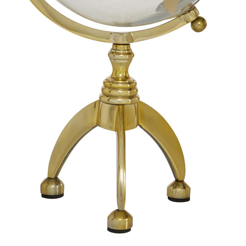 Gold Aluminum Globe with Tripod Base, 8-Inch