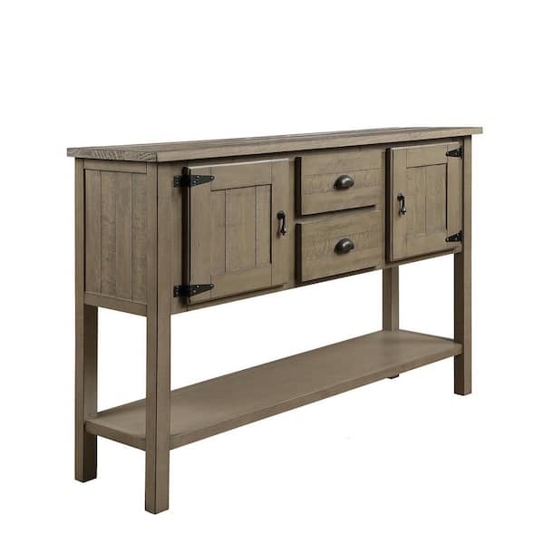 Unbranded Rustic Wood 48.03 in. Sideboard Console Table with 2 Drawers and Cabinets and Bottom Shelf