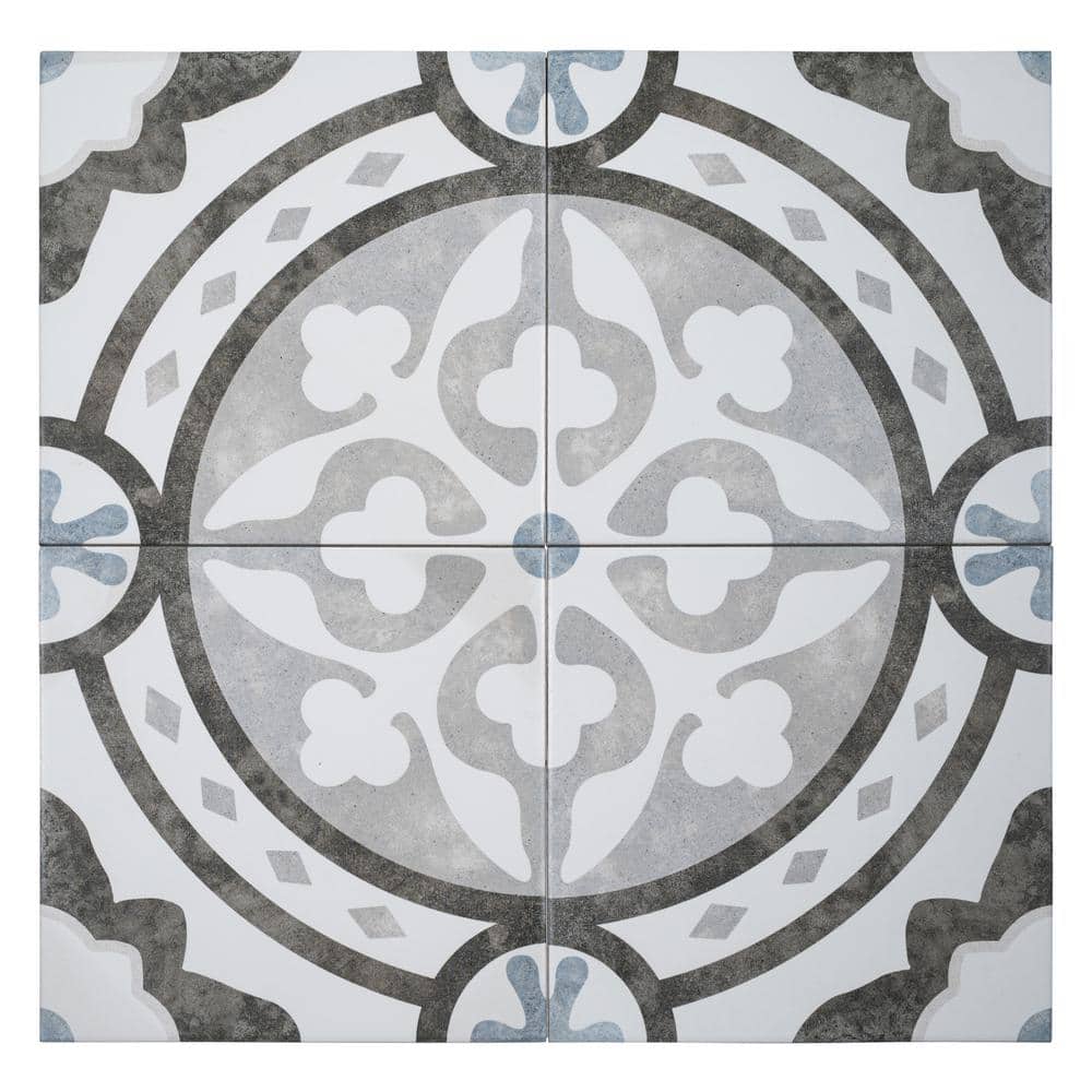 Luv Amore 8" Gray Glazed Porcelain Patterned Tile