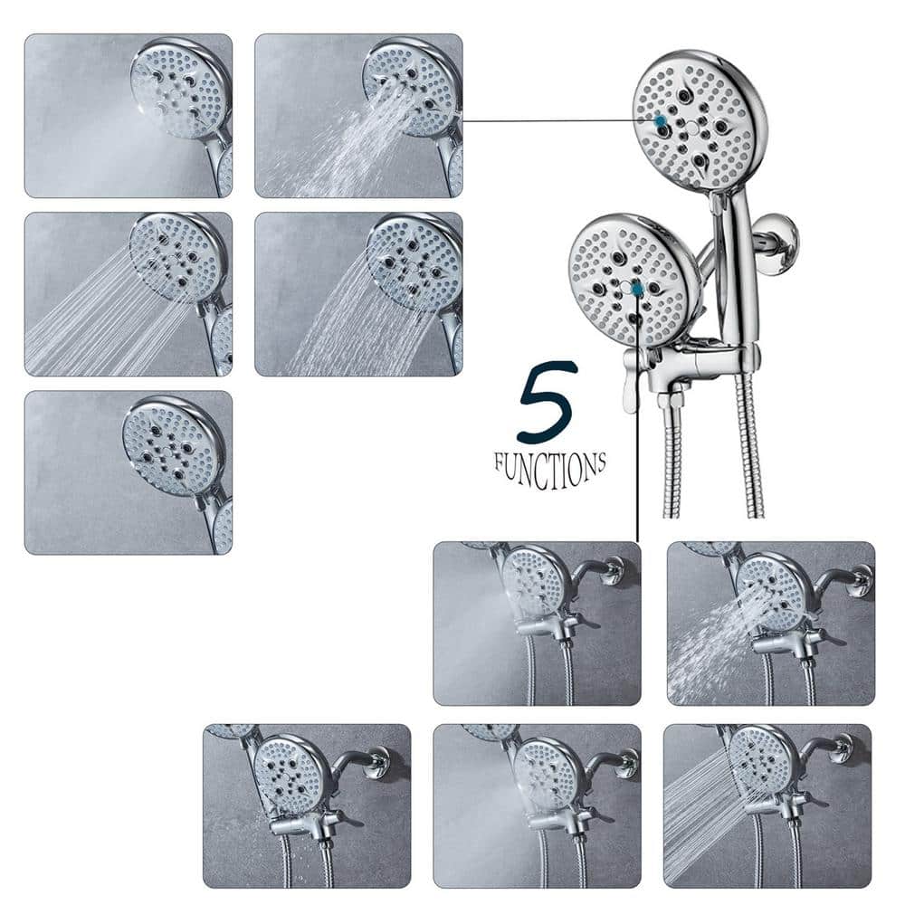 Chrome Wall Mounted Handheld Rain Shower System