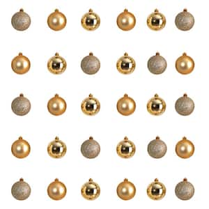 2.5 in. Shatterproff Holiday Christmas Ornament Set with Re-Useable Storage Container (30-Pack)