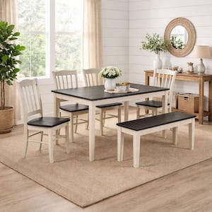 Shaker 6-Piece Wood Dining Set-European Black Ash/Antique White - Seats up to 6