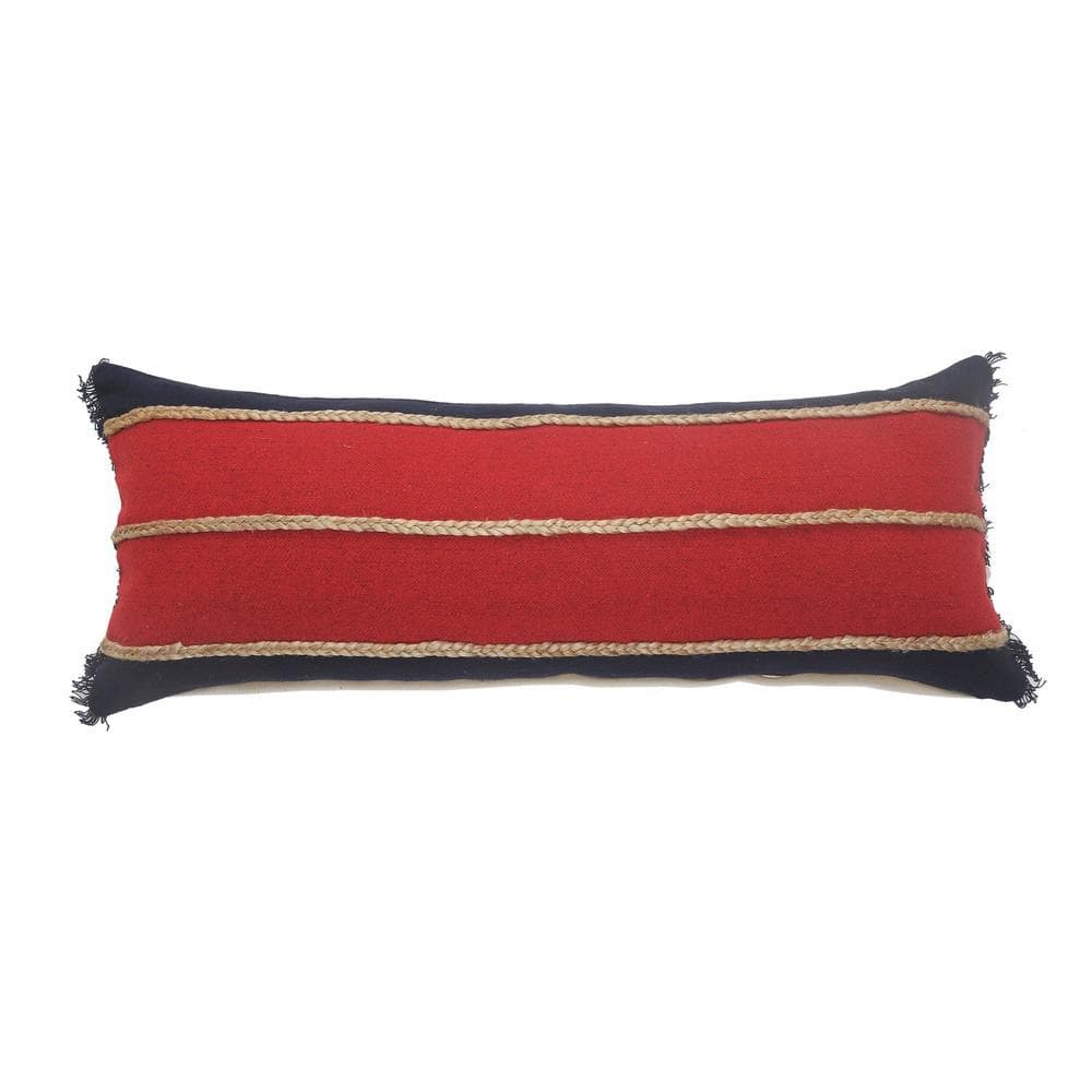 Atlantis Americana Red / Navy Striped Jute Braided Poly-fill 14 in. x 36 in