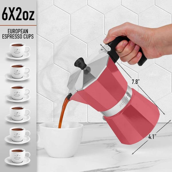 Zulay Kitchen 6-Cup Premium Moka Pot Stovetop Espresso Maker (Red