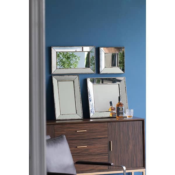 Blisstyle Silver 16.5 in. W x 24 in. H Bohemian Rectangle Wood Framed Mirror Wall Mirror Wall Decor Mirror