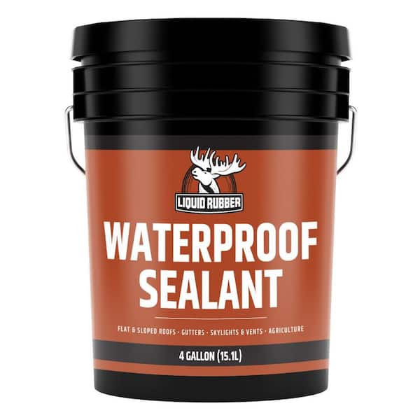 Waterproof Sealant 4 Gal. DIY Leak Repair for Roofs, Foundations, Gutters-Flexible Protective Membrane-Black