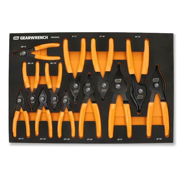 GEARWRENCH Convertible Push Button Snap Ring Pliers Set in Foam