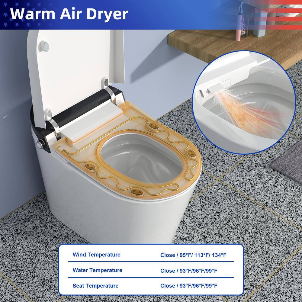 White Elongated Electric Smart Bidet Toilet with Heated Seat and LED Display