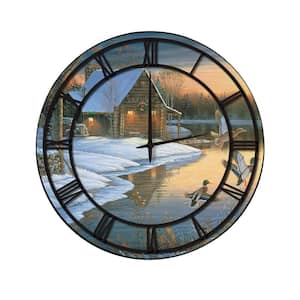 "Back Water Mallards" Full Coverage Art and Black Numbers Imaged Wall Clock