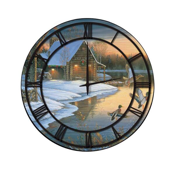 Unbranded "Back Water Mallards" Full Coverage Art and Black Numbers Imaged Wall Clock