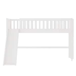 White Twin Size Low Loft Bed with Ladder and Slide