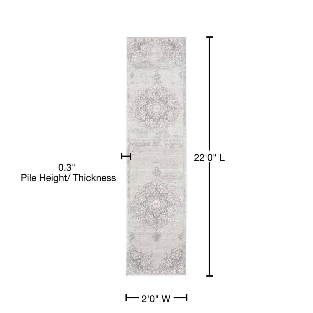 Gray Hand-knotted Synthetic Runner Rug, 24" x 18"