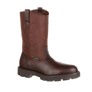 Men's Homeland Non Waterproof 11Inch Wellington Work Boots - Soft Toe - Brown Size 10(W)