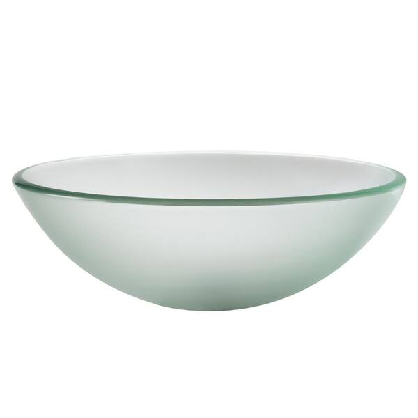 KRAUS Single-Tone Frosted Glass Round Vessel Sink GV-101FR - The Home Depot