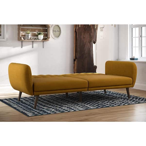 Brittany Mustard Linen Futon Convertible