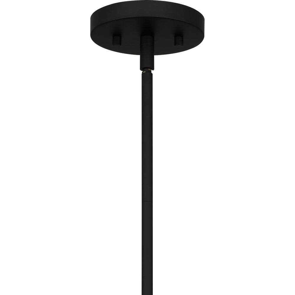 Matte Black Glass Drum Pendant Light with Amber Shade