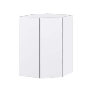 Fairhope Bright White Slab Assembled Wall Diagonal Corner Kitchen Cabinet (24 in. W x 35 in. H x 14 in. D)
