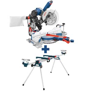 15 Amp Corded 10 in. Dual-Bevel Sliding Glide Miter Saw with 60-Tooth Saw Blade with Bonus 32-1/2 in. Folding Leg Stand