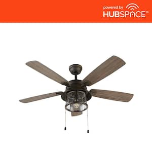 Shanahan 52 in. Indoor/Outdoor LED Bronze Ceiling Fan with Light Kit, Downrod and Reversible Blades