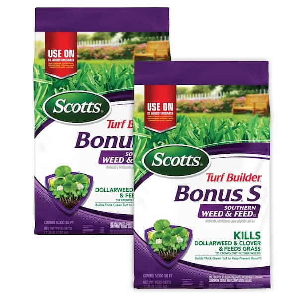 Turf Builder 17.24 lbs. 5,000 sq. ft. Bonus S Southern Weed and FeedF2, Florida Weed Killer Plus Lawn Fertilizer(2-Pack)
