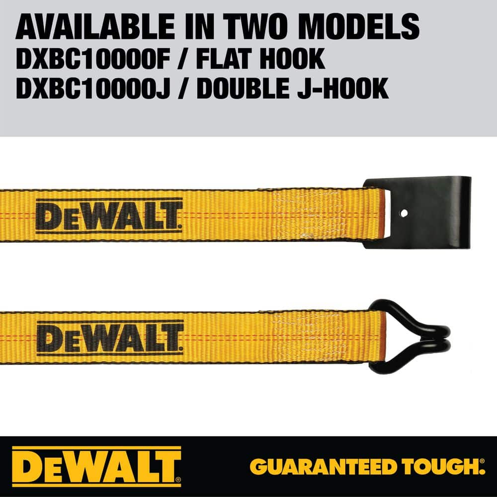 Heavy-Duty Black and Yellow 27 ft Ratchet Tie-Down Strap with J-Hooks