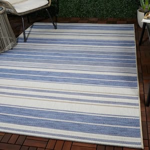 Alexie Blue 8 ft. x 10 ft. Stripe Indoor/Outdoor Area Rug