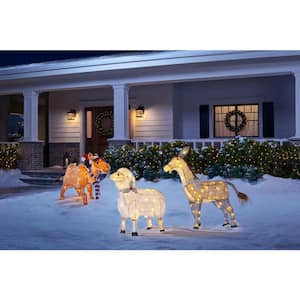 22 in. 60-Light LED Tinsel Sheep Outdoor Christmas Decor