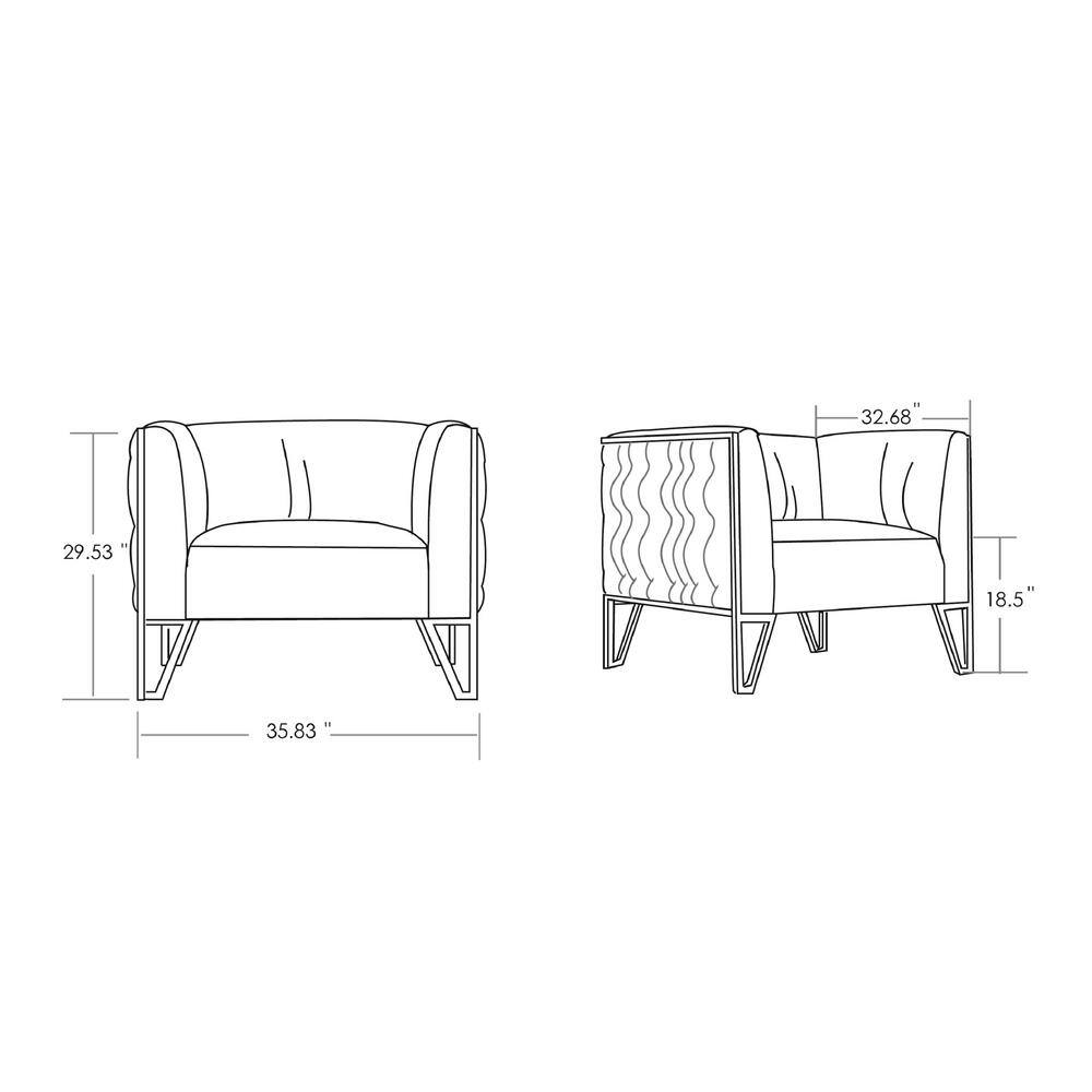 Ocean Blue Velvet Sofa and Armchair Set with Gold Legs
